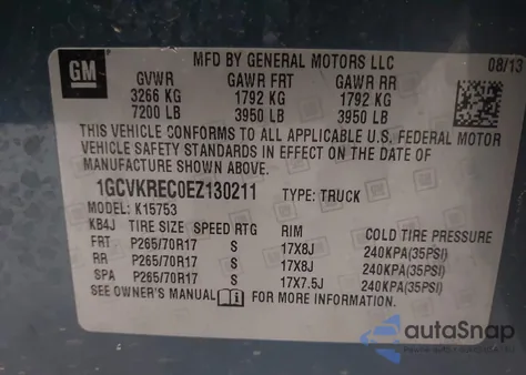 2014 Chevrolet Silverado 1500 1Lt z USA, uszkodzony, nr VIN 1GCVKREC0EZ130211